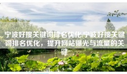 宁波好搜关键词排名优化,宁波好搜关键词排名优化，提升网站曝光与流量的关键