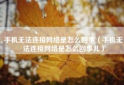 手机无法连接网络是怎么回事（手机无法连接网络是怎么回事儿）