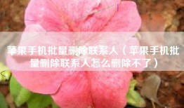 苹果手机批量删除联系人（苹果手机批量删除联系人怎么删除不了）