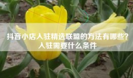 抖音小店入驻精选联盟的方法有哪些？入驻需要什么条件