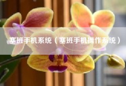 塞班手机系统（塞班手机操作系统）
