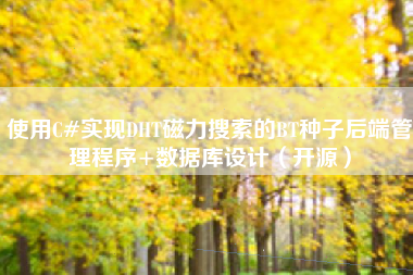 使用C#实现DHT磁力搜索的BT种子后端管理程序+数据库设计（开源）