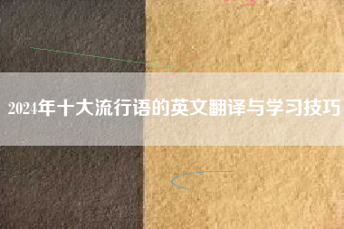 2024年十大流行语的英文翻译与学习技巧
